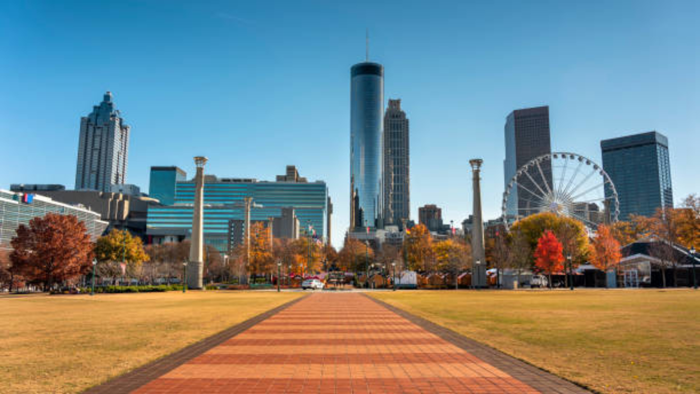 Downtown city skyline view of Atlanta Georgia USA